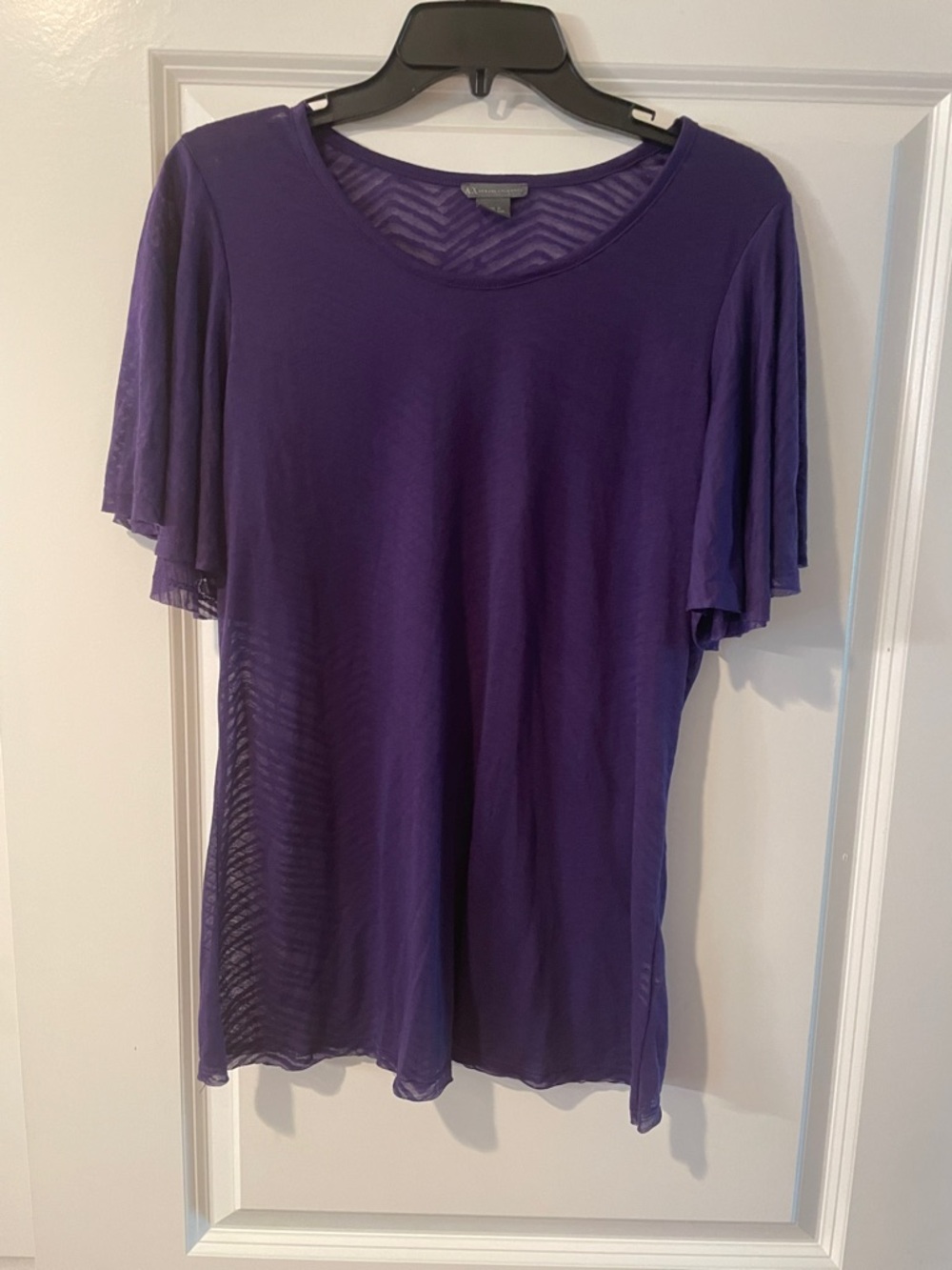 Armani Exchange Purple Short Sleeve Scoop Neck Top